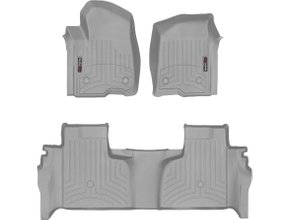 Коврики Weathertech Grey для Chevrolet Silverado (mkIV) 2019→; GMC Sierra (mkV) 2019→ (Double Cab)(1 ряд - 2 места)(с хранилищем под 2 рядом) - Фото 1