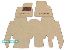 Двошарові килимки Sotra Premium Beige для Tesla Model X (mkI)(5 мест)(1-2 ряд) 2016→