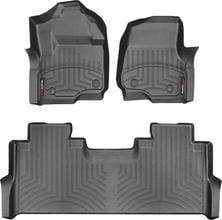 Коврики WeatherTech Black для Ford Super Duty (mkIV) 2017-2022 (SuperCrew)(1 ряд - 2 места)(с хранилищем под 2 рядом)