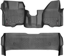 Килимки Weathertech Black для Ford Super Duty (mkIII) 2011-2012 (SuperCrew)(АКПП)(без важеля 4x4)(1 ряд - цілісний)(без пластику під ліву ногу)