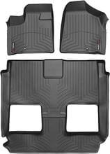 Коврики Weathertech Black для Chrysler Town & Country (mkV); Dodge Grand Caravan (mkV) 2012-2020 (с консолью)(2 ряд - два Stow & Go сидения)(1-2-3 ряд)