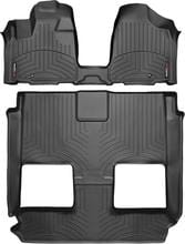 Коврики Weathertech Black для Chrysler Town & Country (mkV); Dodge Grand Caravan (mkV) 2011-2020 (без консоли)(2 ряд - два Stow & Go сидения)(1-2-3 ряд) - Фото 1