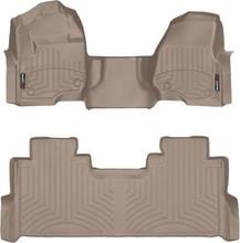 Коврики Weathertech Beige для Ford Super Duty (mkIV) 2017-2022 (SuperCrew)(без рычага 4x4)(1 ряд - цельный)(1 ряд - 3 места)(с хранилищем под 2 рядом)