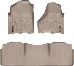 Килимки Weathertech Beige для Dodge Ram (mkIV) 2009-2012 (Mega Cab)(без PTO)(з довгою консоллю)(1 кріпильний гачок) - Фото 1