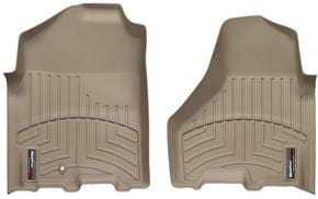 Коврики Weathertech Beige для Dodge Ram (mkIV) 2009-2012 (Crew/Mega Cab)(без PTO)(c длинной консолью)(1 крепежный крючок)(1 ряд) - Фото 1