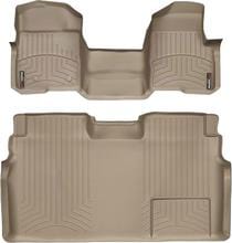 Коврики Weathertech Beige для Ford F-150 (mkXII) 2010-2014 (SuperCrew)(без рычага 4x4)(1 ряд - цельный)(без консоли)(с воздуховодами сзади)(2 крепления) - Фото 1