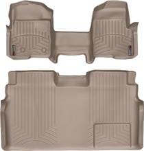 Коврики Weathertech Beige для Ford F-150 (mkXII) 2010-2014 (SuperCrew)(без рычага 4x4)(1 ряд - цельный)(короткая консоль)(с воздуховодами сзади)(2 крепления) - Фото 1