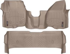 Коврики Weathertech Beige для Ford Super Duty (mkIII) 2012-2016 (SuperCrew)(АКПП)(без рычага 4x4)(1 ряд - цельный)(с пластиком под левую ногу)