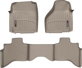 Коврики Weathertech Beige для Dodge Ram (mkIV) 2012-2018 (Quad Cab)(c длинной консолью)(4 крепежных крючка) - Фото 1