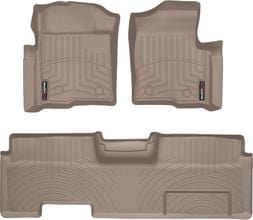 Коврики Weathertech Beige для Ford F-150 (mkXII) 2010-2014 (SuperCab)(без рычага 4x4)(короткая консоль или без)(с воздуховодами сзади)(4 крепления) - Фото 1