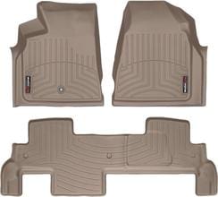 Коврики Weathertech Beige для GMC Acadia (mkI) 2006-2008; Buick Enclave (mkI) 2007-2008 (2 ряд - 3 места)(1 круглое крепление)(1-2 ряд)