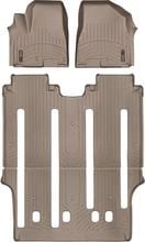 Коврики Weathertech Beige для Kia Carnival (mkIII) 2014-2021 (2 ряд - Lounge сидения первого класса)(без развлекательной системой сзади)(1-2-3 ряд)