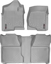 Коврики Weathertech Grey для Chevrolet Silverado (mkII) 2007-2014 (Crew Cab)(с рычагом 4x4)(1 ряд - 2 места)(без хранилища под 2 рядом)