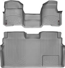 Коврики Weathertech Grey для Ford F-150 (mkXII) 2010-2014 (SuperCrew)(без рычага 4x4)(1 ряд - цельный)(без консоли)(с воздуховодами сзади)(2 крепления)