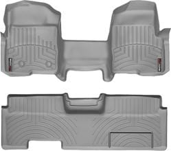 Коврики Weathertech Grey для Ford F-150 (mkXII) 2010-2014 (SuperCab)(без рычага 4x4)(1 ряд - цельный)(короткая консоль)(с воздуховодами сзади)(2 крепления)