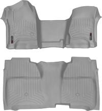 Коврики Weathertech Grey для Chevrolet Silverado (mkIII) 2014-2019 (Crew Cab)(без рычага 4x4)(с короткой консолью)(закрывает под 2 рядом)