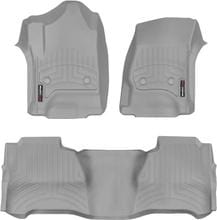 Коврики Weathertech Grey для Chevrolet Silverado (mkIII) 2014-2019 (Crew Cab)(без рычага 4x4)(с большой консолью)(не закрывает под 2 рядом) - Фото 1