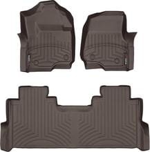 Коврики Weathertech Choco для Ford Super Duty (mkIV) 2017-2022 (SuperCrew)(1 ряд - 3 места)(1 ряд - раздельный)(с хранилищем под 2 рядом)