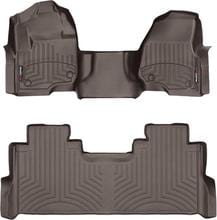 Коврики Weathertech Choco для Ford Super Duty (mkIV) 2017-2022 (SuperCrew)(без рычага 4x4)(1 ряд - цельный)(1 ряд - 3 места)(с хранилищем под 2 рядом)