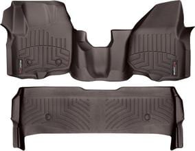 Коврики Weathertech Choco для Ford Super Duty (mkIII) 2012-2016 (SuperCrew)(АКПП)(без рычага 4x4)(1 ряд - цельный)(с пластиком под левую ногу)