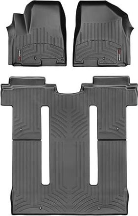Коврики Weathertech Black для Kia Carnival (mkIII) 2014-2021 (2 ряд - Slide-N-Stow)(без развлекательной системой сзади)(1-2-3 ряд)