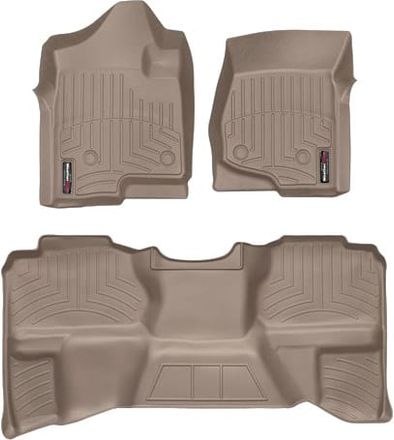 Коврики Weathertech Beige для Chevrolet Silverado (mkII) 2007-2014 (Extended Cab)(без рычага 4x4)(1 ряд - 2 места)(без хранилища под 2 рядом)