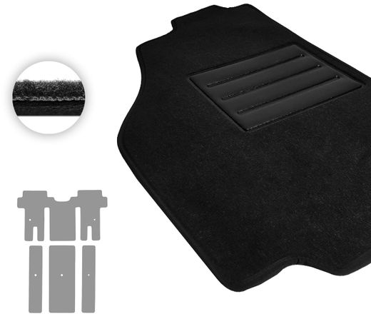 Текстильные коврики Pro-Eco Black для Kia Carnival (mkIII)(2 ряд - 1+1)(3 ряд - 1+1)(2-3 ряд) 2014-2021