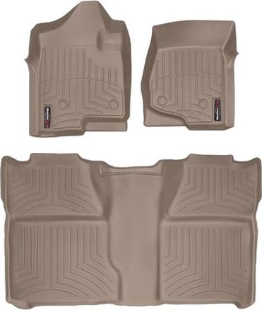 Коврики Weathertech Beige для Chevrolet Silverado (mkII) 2007-2014 (Crew Cab)(без рычага 4x4)(1 ряд - 2 места)(без хранилища под 2 рядом)