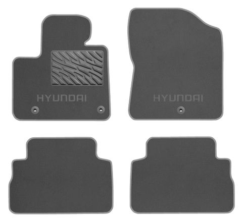 Двухслойные коврики Sotra Premium Grey для Hyundai Santa Fe (mkIV) 2020-2023 (гибрид/PHEV)(1-2 ряд)