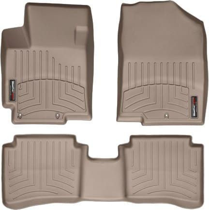 Коврики Weathertech Beige для Hyundai Accent (mkIV) 2010-2018 (без подстаканников на 2 ряду) - Фото 1