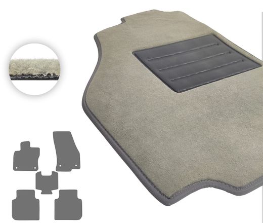 Текстильные коврики Pro-Eco Beige для Volkswagen Tiguan (mkII)(Allspace)(1-2 ряд) 2016-2024