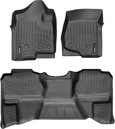 Коврики Weathertech Black для Chevrolet Silverado (mkII) 2007-2014 (Extended Cab)(без рычага 4x4)(1 ряд - 2 места)(без хранилища под 2 рядом)