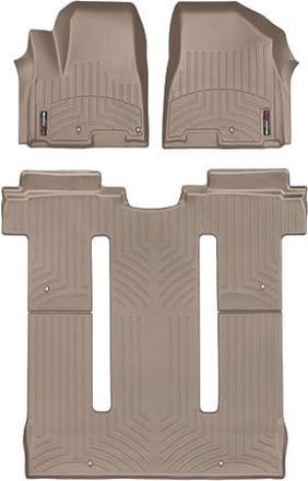 Коврики Weathertech Beige для Kia Carnival (mkIII) 2014-2021 (2 ряд - Slide-N-Stow)(без развлекательной системой сзади)(1-2-3 ряд)