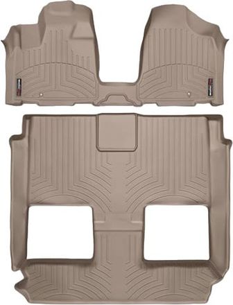 Коврики Weathertech Beige для Chrysler Town & Country (mkV); Dodge Grand Caravan (mkV) 2011-2020 (без консоли)(2 ряд - два Stow & Go сидения)(1-2-3 ряд)