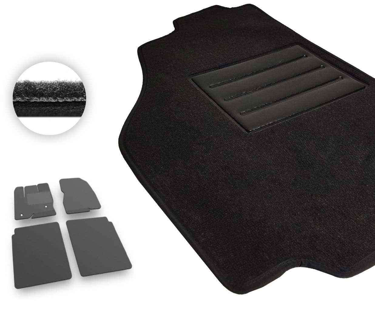 Текстильные коврики Pro-Eco Black для Lincoln MKT (mkI)(2 клипсы)(1-2 ряд) 2009-2019 - Фото 1