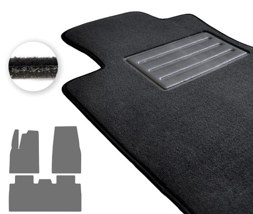 Текстильные коврики Pro-Eco Dark Grey для Tesla Model X (mkI)(7 мест)(2 ряд с механической регулировкой)(1-2 ряд) 2017→