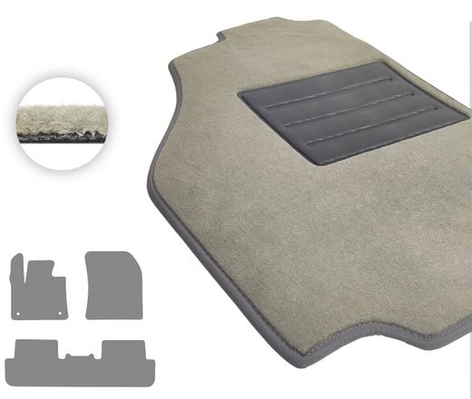 Текстильные коврики Pro-Eco Beige для DS 7 (mkI)(ковер 2 ряда цельный) 2017→