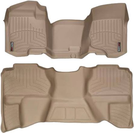Коврики Weathertech Beige для Chevrolet Silverado (mkII) 2007-2014 (Extended Cab)(без рычага 4x4)(1 ряд - 3 места)(без хранилища под 2 рядом)