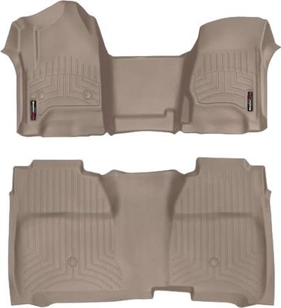 Коврики Weathertech Beige для Chevrolet Silverado (mkIII) 2014-2019 (Crew Cab)(без рычага 4x4)(с короткой консолью)(закрывает под 2 рядом)