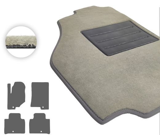 Текстильные коврики Pro-Eco Beige для SsangYong Rexton (mkII) 2017-2023; KGM Rexton (mkI) 2023→ (1-2 ряд)