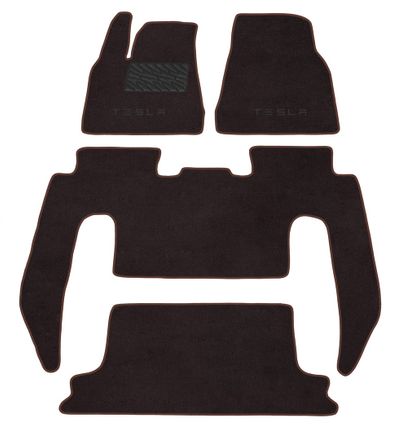 Двухслойные коврики Sotra Premium Chocolate для Tesla Model X (mkI)(6 мест)(без консоли на 2 ряду)(1-2-3 ряд) 2016→