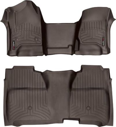 Коврики Weathertech Choco для Chevrolet Silverado (mkIII) 2014-2019 (Crew Cab)(без рычага 4x4)(с короткой консолью)(закрывает под 2 рядом)
