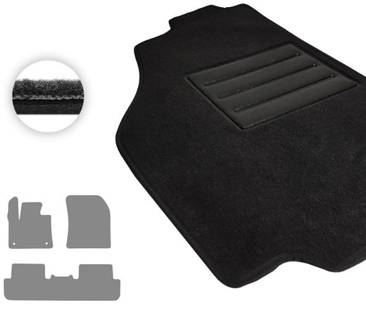 Текстильные коврики Pro-Eco Black для DS 7 (mkI)(ковер 2 ряда цельный) 2017→