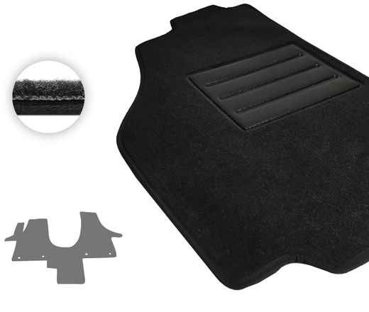 Текстильные коврики Pro-Eco Black для Volkswagen Transporter / Caravelle / Multivan (T5-T6)(1 ряд - 1+1)(4 клипсы)(1 ряд) 2003-2024